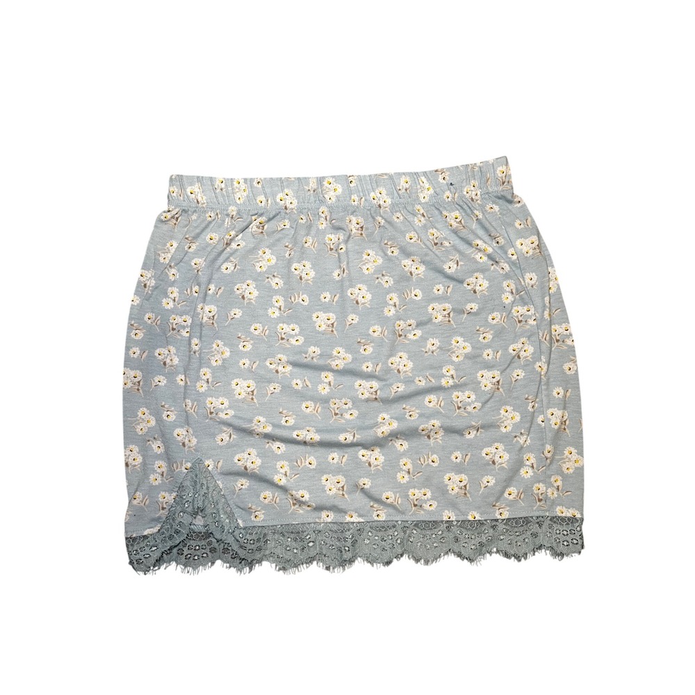 Floral Lace Trim Mini Skirt Coquette Cottagecore Soft Girl Pastel XL